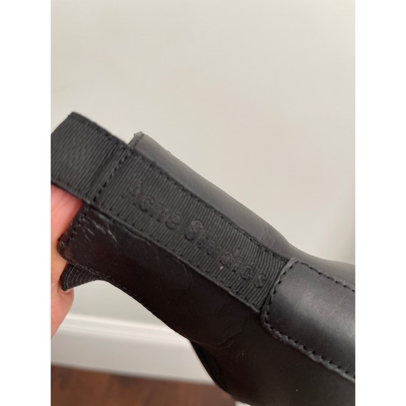 Acne Studios Jensen Chelsea Boots Women 38 Black Pointed Toe Leather Metal Tip - Picture 10 of 10